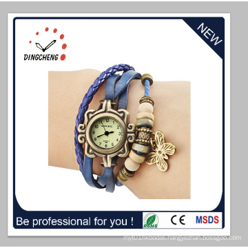 Women Ladies Leather Band Analog Butterfly Pendent Watch (DC-1373)